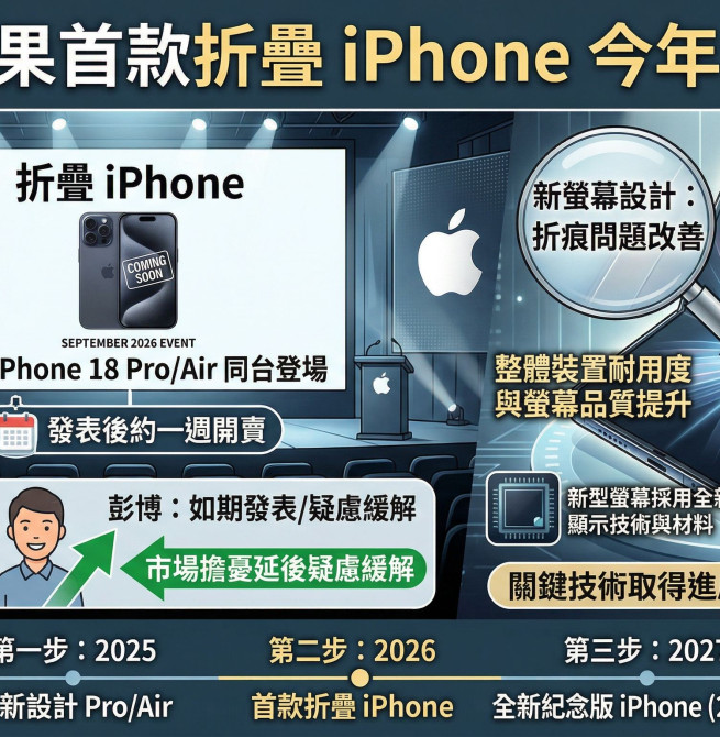蘋果折疊iPhone傳遇生產挑戰 仍計畫9月發表、首批供貨恐有限