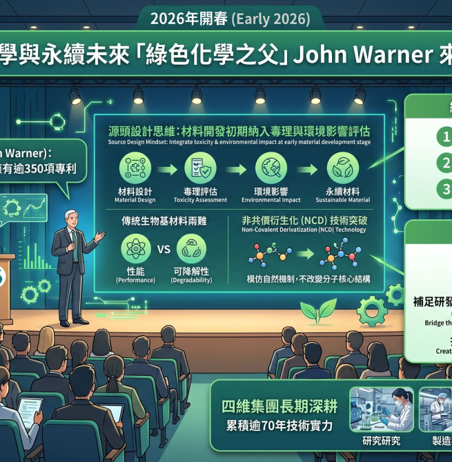 綠色化學之父訪台！四維集團攜大環淨推永續材料 打造未來塑膠新革命