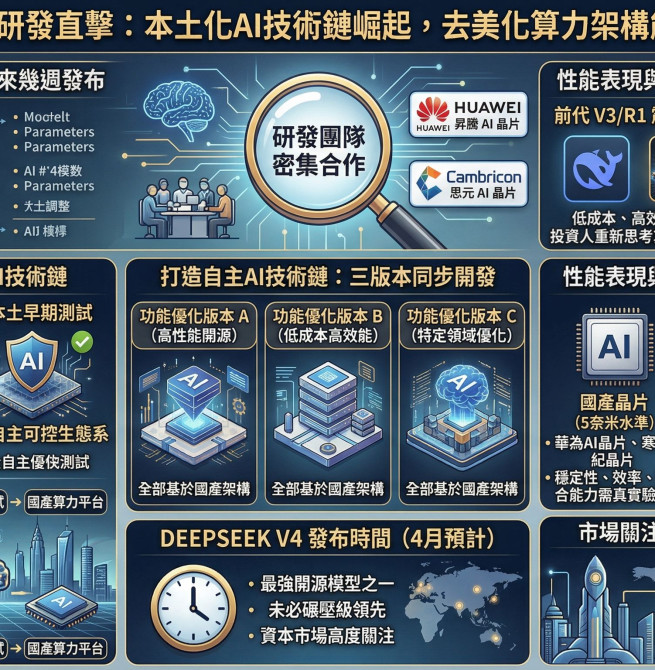 DeepSeek V4傳將採華為晶片 大陸AI算力「去輝達化」引科技巨頭跟進
