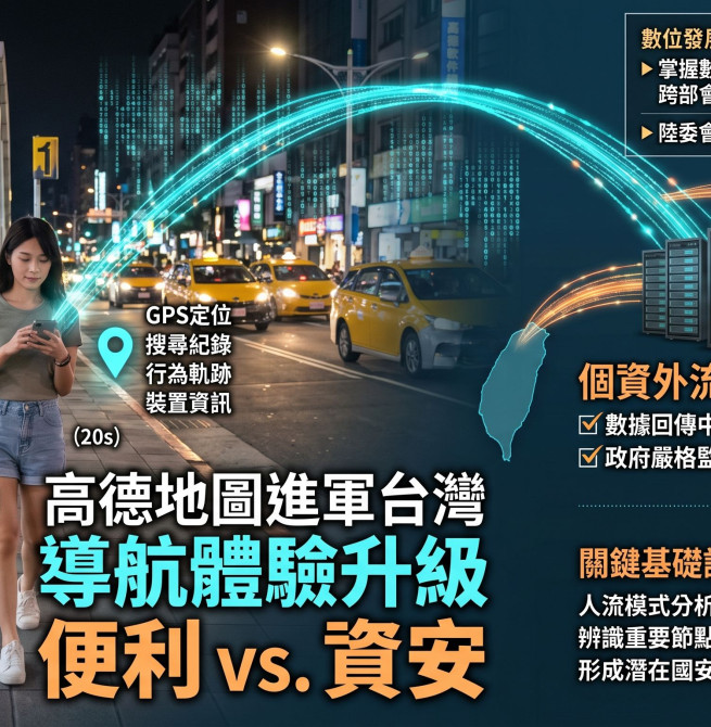 高德地圖登台掀國安疑慮 紅綠燈倒數與3D街景背後恐成數據外流風險