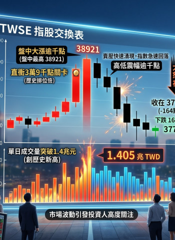 台股盤中狂震逾千點創史上第四大震幅 專家示警：乖離率飆高進入整理期