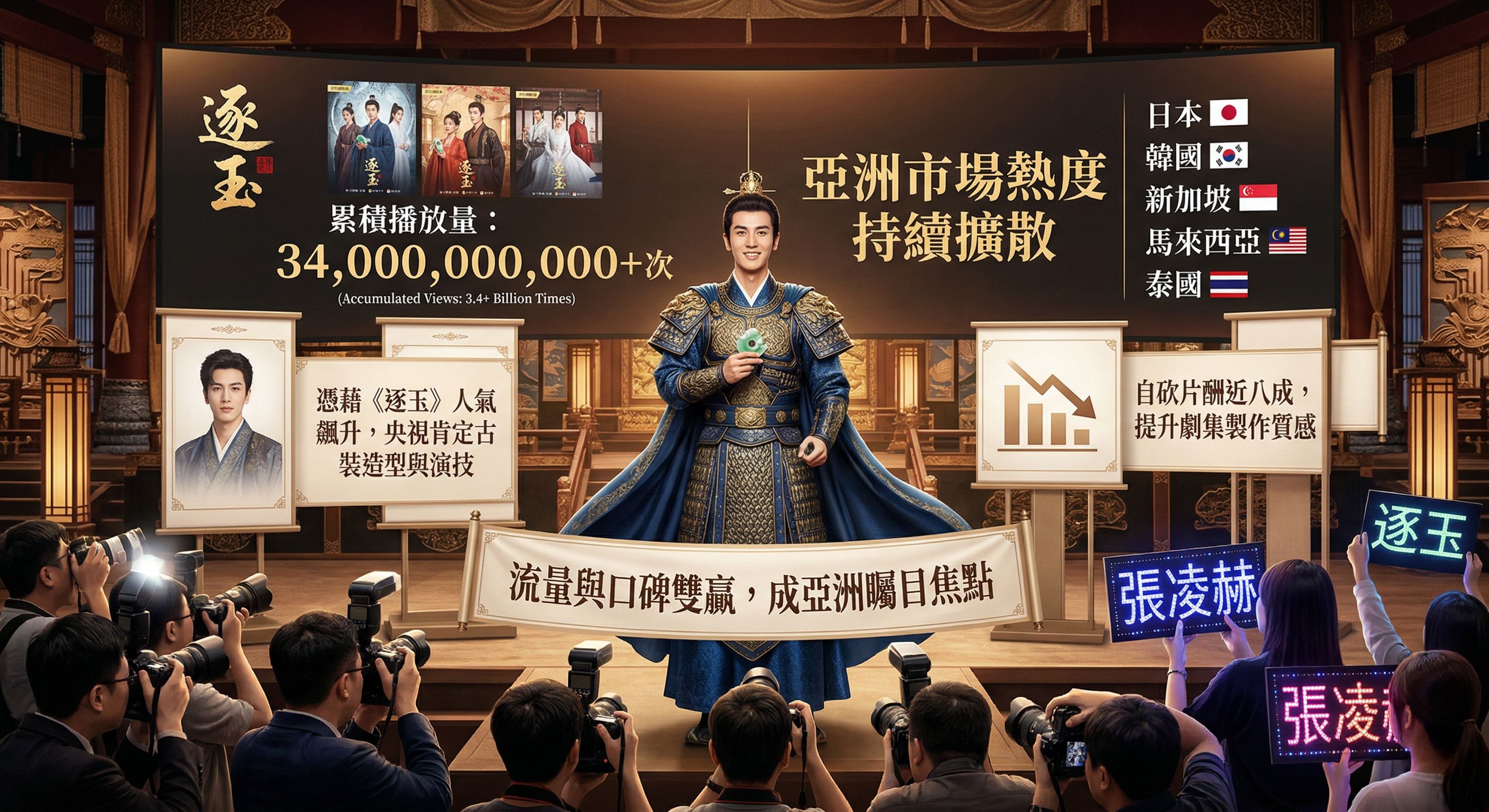 張凌赫《逐玉》爆紅！自砍片酬近8成 流量破34億席捲亞洲