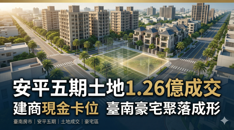 安平五期土地現金交易再現　建商提前布局豪宅聚落、區域價值持續墊高