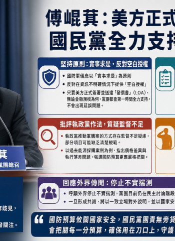 國民黨團討論軍購案 傅崐萁：拒絕空白授權、發價書到位即全力支持