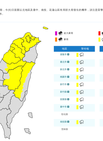 鋒面逼近北部7縣市大雨特報 氣象署示警雷擊、強陣風