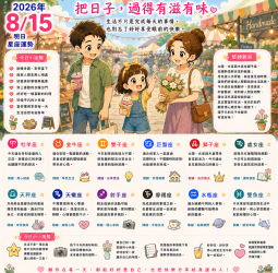 2026年8月15日 明日星座運勢  把日子，過得有滋有味