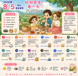 2026年8月5日 明日星座運勢  好好享受，每一天