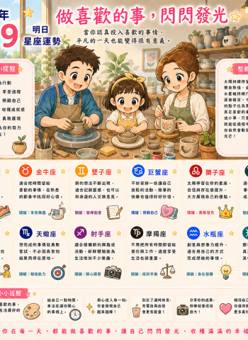 2026年8月9日 明日星座運勢  做喜歡的事，閃閃發光