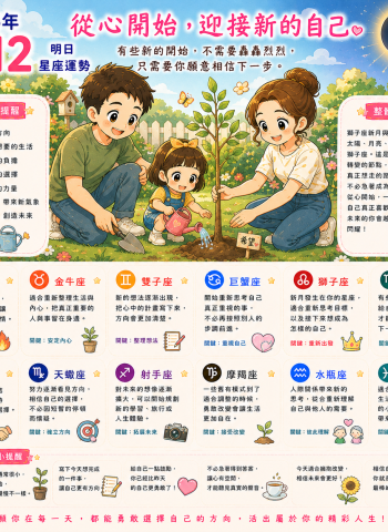 2026年8月12日 明日星座運勢  從心開始，迎接新的自己
