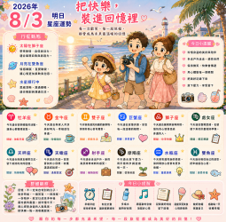 2026年8月3日 明日星座運勢  把快樂，裝進回憶裡