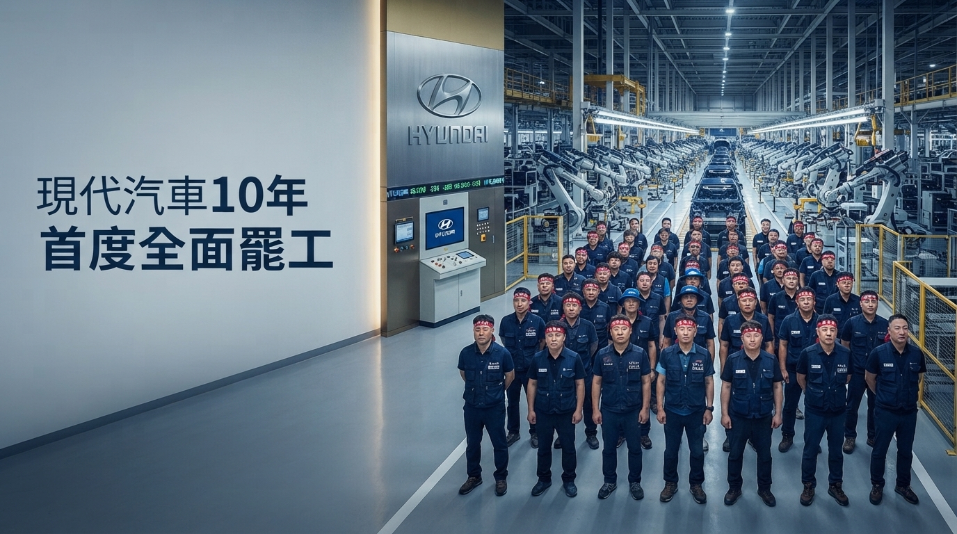 現代汽車南韓工會10年首度全面罷工：AI自動化、退休年齡與薪資談判成勞資戰場