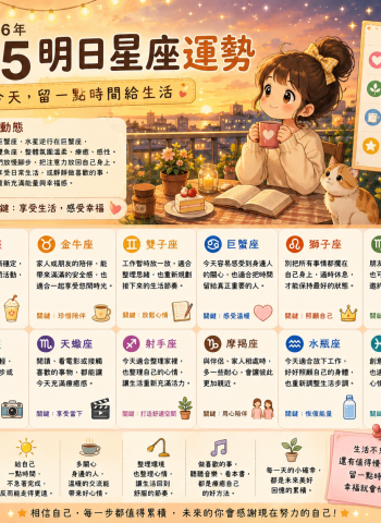 2026年7月5日 明日星座運勢  今天，留一點時間給生活