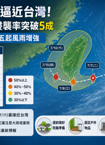 強颱巴威逼近台灣！8縣市暴風侵襲率突破5成　北部、東半部週五起風雨增強