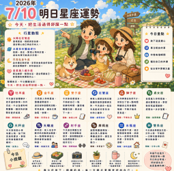 2026年7月10日 明日星座運勢  今天，把生活過得舒服一點  穩定自己的步調，才能迎接更多美好