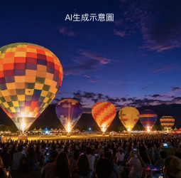吉伊卡哇熱潮點亮台東夜空！熱氣球光雕結合無人機秀　鹿野高台湧入大批人潮