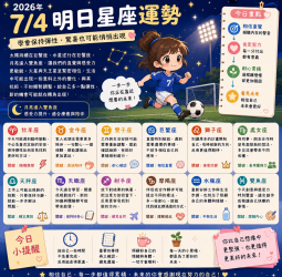 2026年7月4日 明日星座運勢  學會保持彈性，驚喜也可能悄悄出現