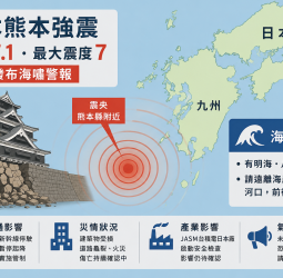 日本熊本規模7.1強震襲九州　最大震度7、曾發布海嘯警報　交通大亂災情持續確認