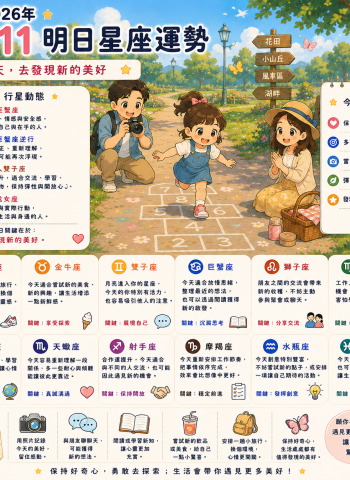 2026年7月11日 明日星座運勢  今天，去發現新的美好   保持好奇心，生活會帶來意想不到的驚喜