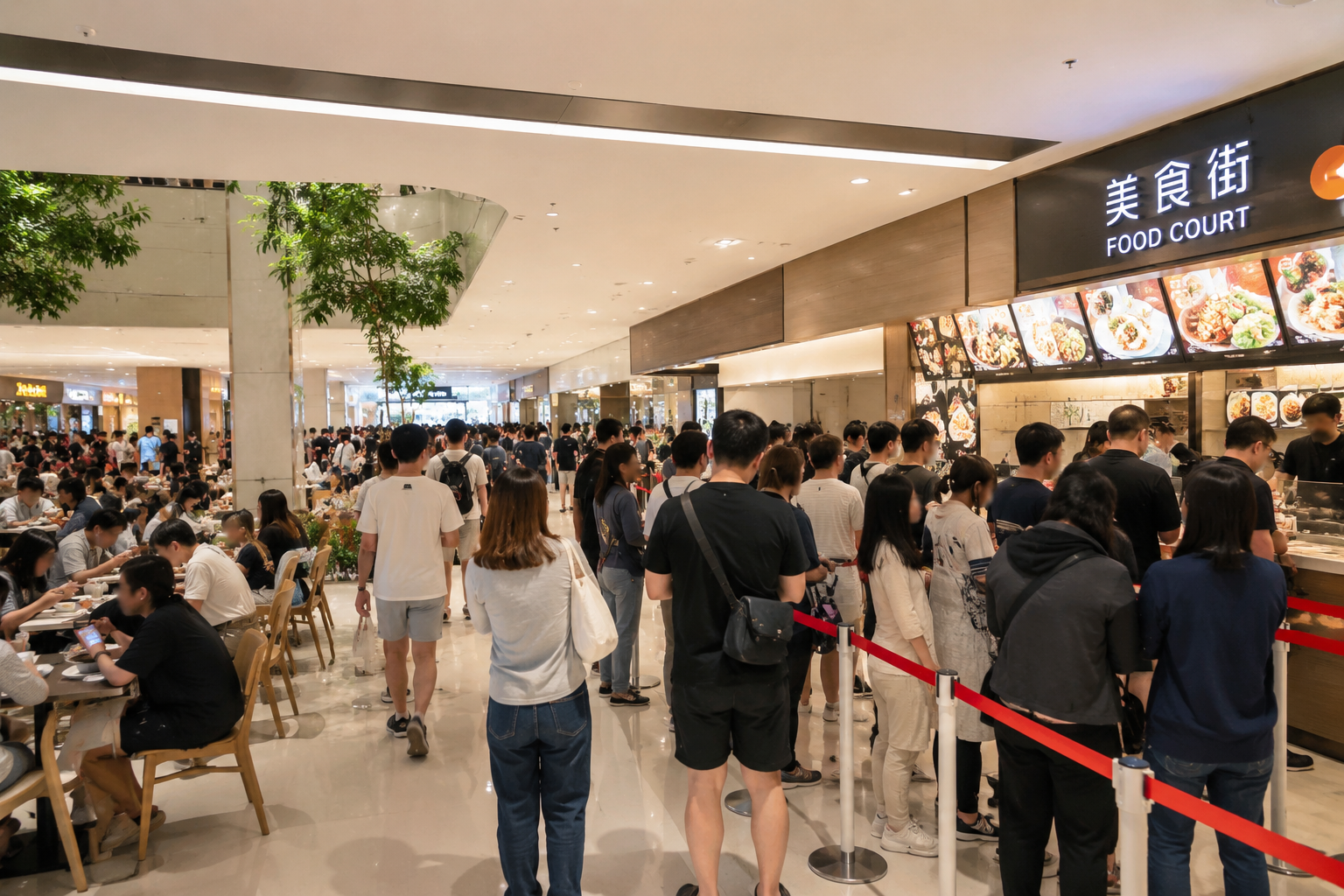 颱風假逆勢湧人潮！台中漢神洲際百貨延後開門　美食街一開店就排隊