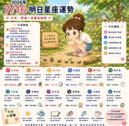 2026年7月16日 明日星座運勢  真正的改變，不是在一瞬間，而是在每天的累積