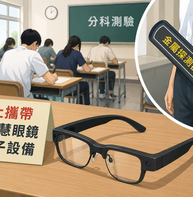 分科測驗首度啟用金屬探測器　物理科查獲AI智慧眼鏡違規案待議處