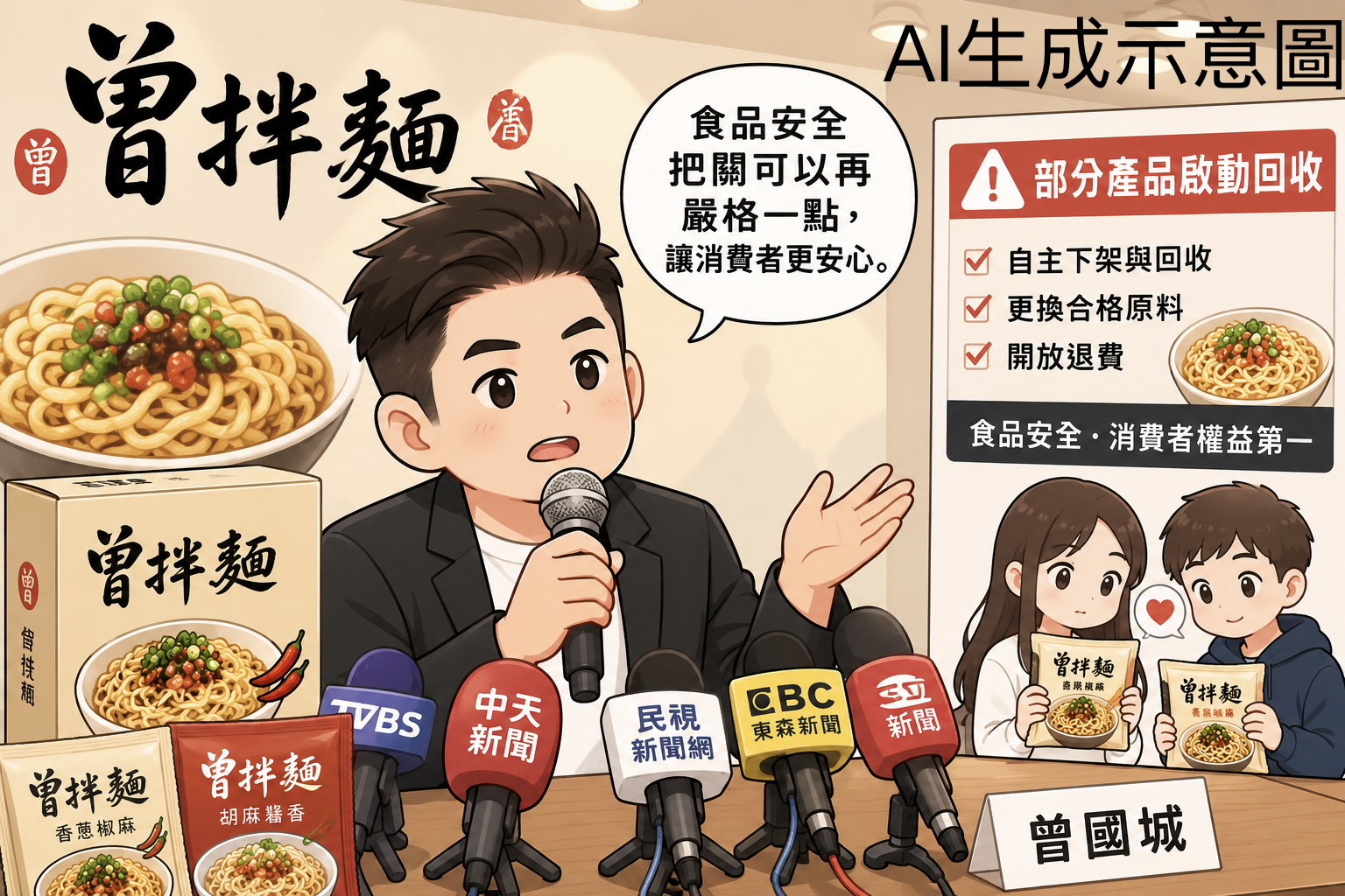 曾拌麵捲問題油品風波！曾國城首度露面回應：把關可以再嚴格一點