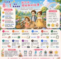 2026年8月1日 明日星座運勢  從今天，開始新的故事