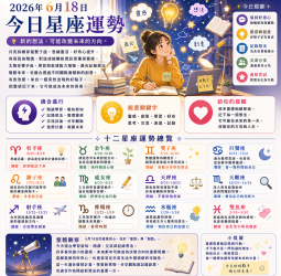 2026年6月18日 明日星座運勢  保持好奇心，靈感正在悄悄靠近