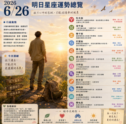 2026年6月26日 明日星座運勢  放下心中的包袱，才能迎接新的風景