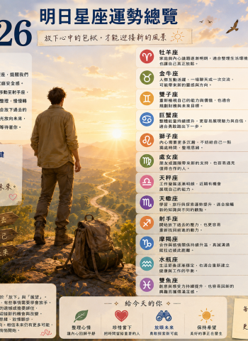 2026年6月26日 明日星座運勢  放下心中的包袱，才能迎接新的風景