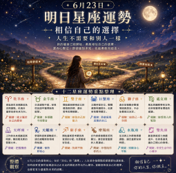 2026年6月23日 明日星座運勢  新的篇章已經開始，勇敢相信自己的選擇