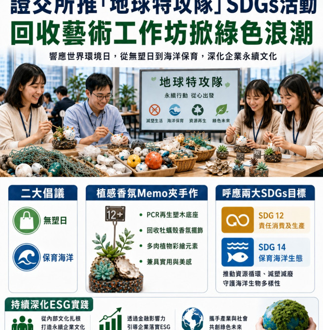 證交所「地球特攻隊」掀永續風潮 回收藝術工作坊實踐海洋保育與減塑行動