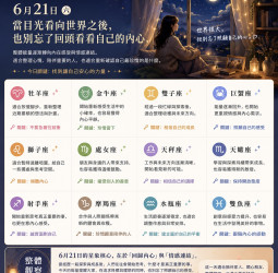 2026年6月21日 明日星座運勢 當目光看向世界之後，也別忘了回頭看看自己的內心