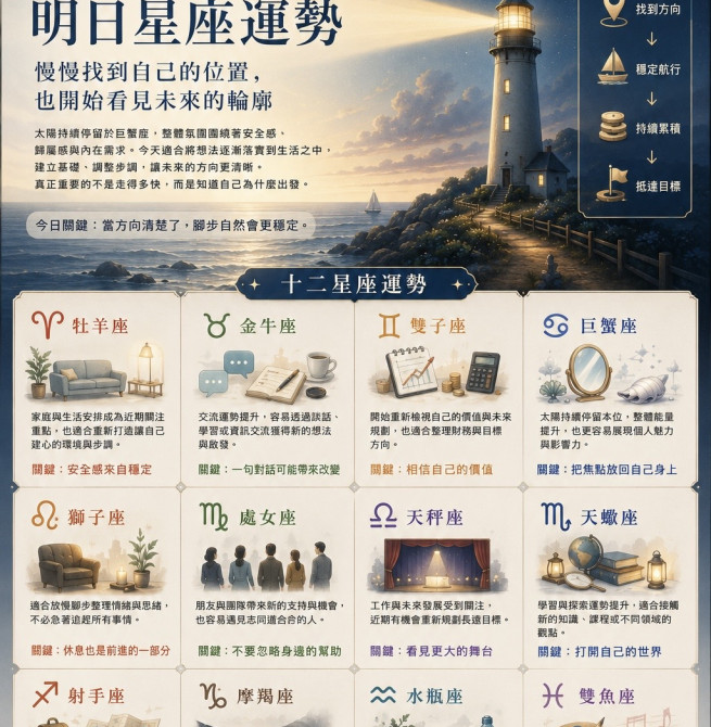2026年6月24日 明日星座運勢  慢慢找到自己的位置，也開始看見未來的輪廓