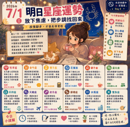 2026年7月1日 明日星座運勢 放慢腳步，才能走得更穩