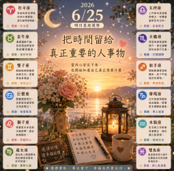 2026年6月25日 明日星座運勢  當內心安定下來，也開始知道自己真正想要什麼