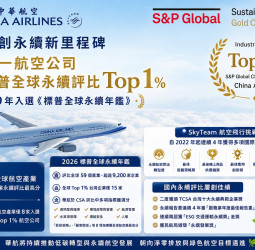 華航奪全球航空永續第一！連9年入選標普永續年鑑 全球唯一Top 1％航空公司