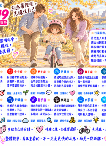 2026年10月19日 明日星座運勢  別急著證明，先穩住自己