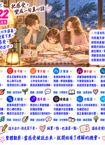 2026年10月22日 明日星座運勢  把感受，變成一句真心話