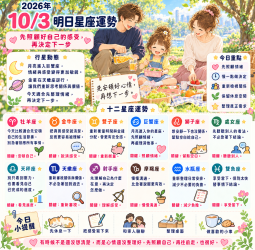 2026年10月3日 明日星座運勢  先照顧好自己的感受，再決定下一步
