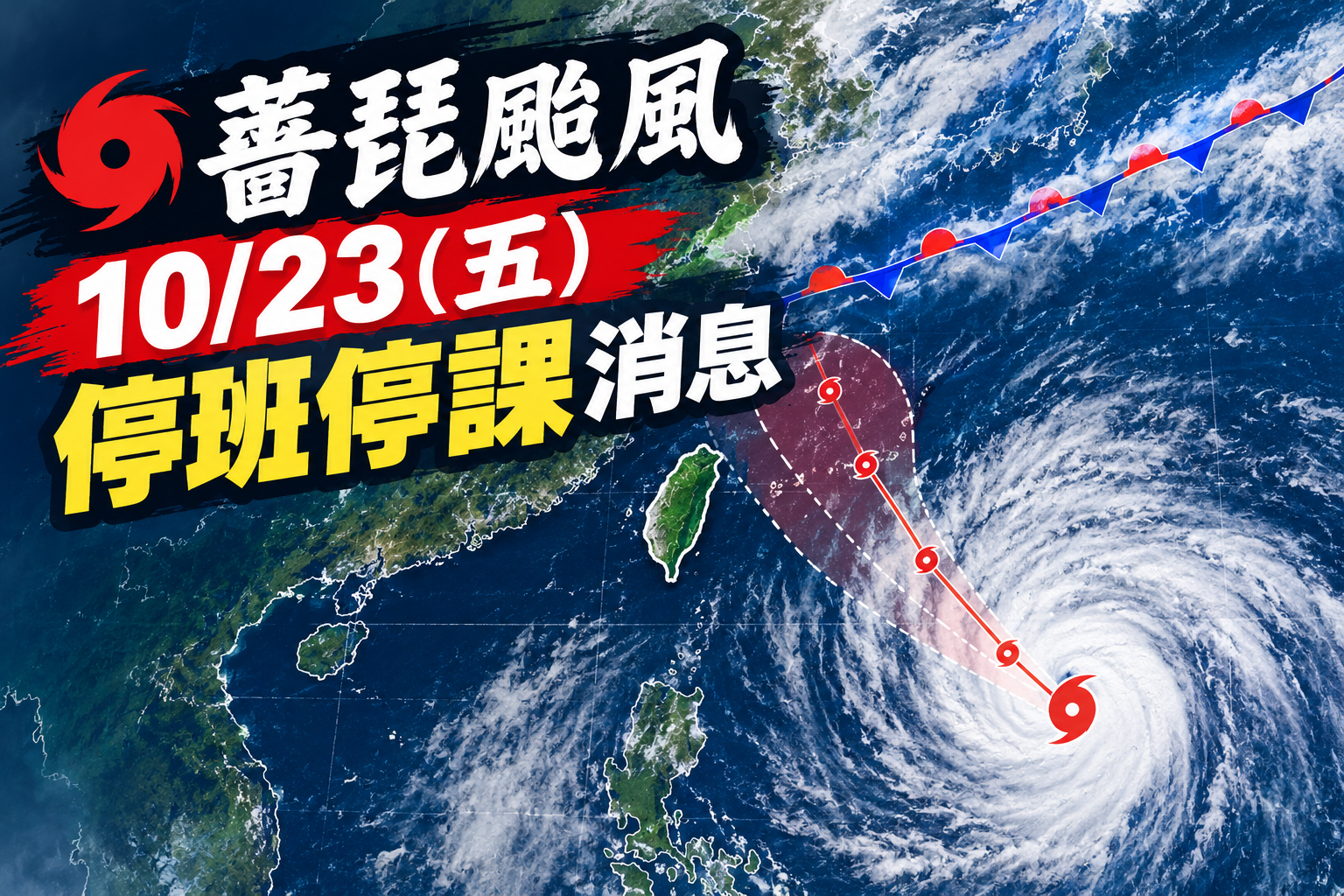 薔琵颱風假來了！10/23全台停班停課最新通知　多縣市宣布放假、北北基桃最新消息一次看