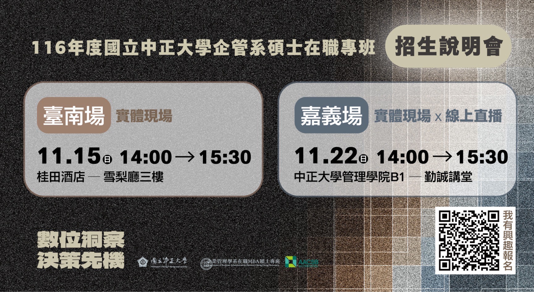中正大學企管MBA碩專班116學年度招生啟動　鎮明常解析進修投資與AI時代管理力