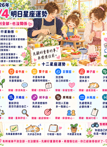 2026年10月4日 明日星座運勢  做不到全部，也沒關係
