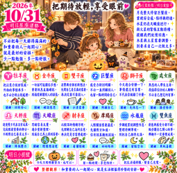 2026年10月31日 明日星座運勢  把期待放輕，享受眼前