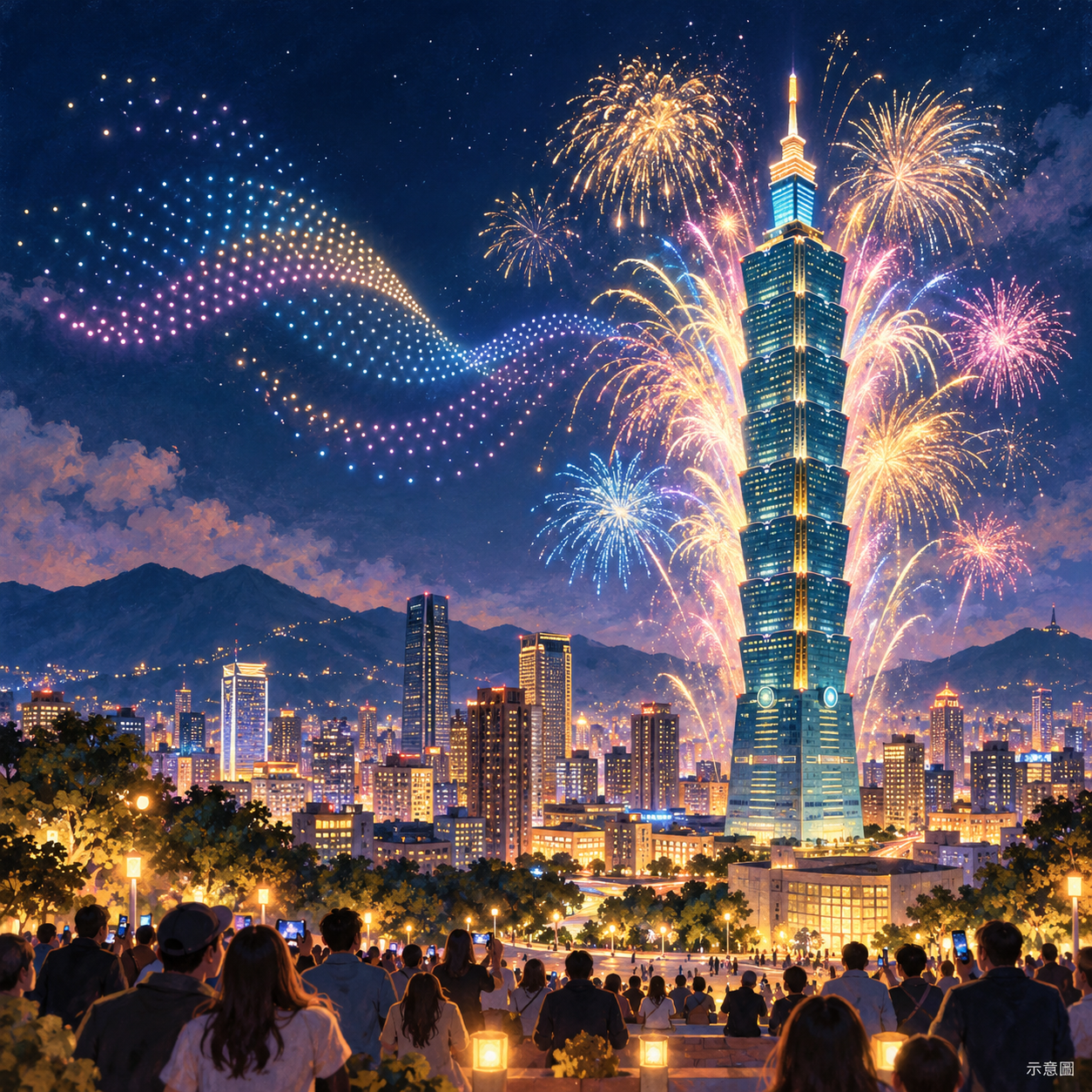 台北101國慶展演10月10日登場 600台無人機搭煙火點亮夜空