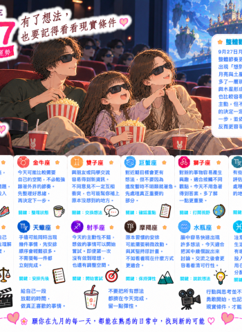 2026年9月27日 明日星座運勢  有了想法，也要記得看看現實條件