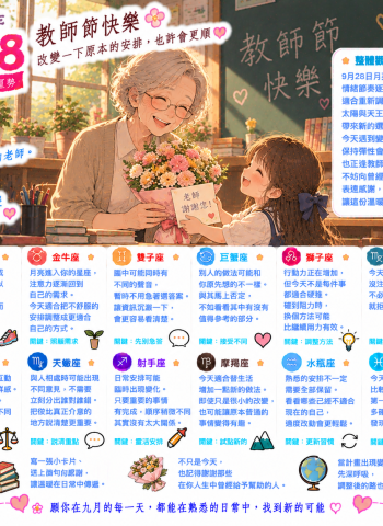 2026年9月28日 明日星座運勢  改變一下原本的安排，也許會更順