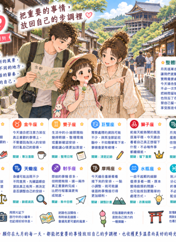 2026年9月9日 明日星座運勢  把重要的事情，放回自己的步調裡