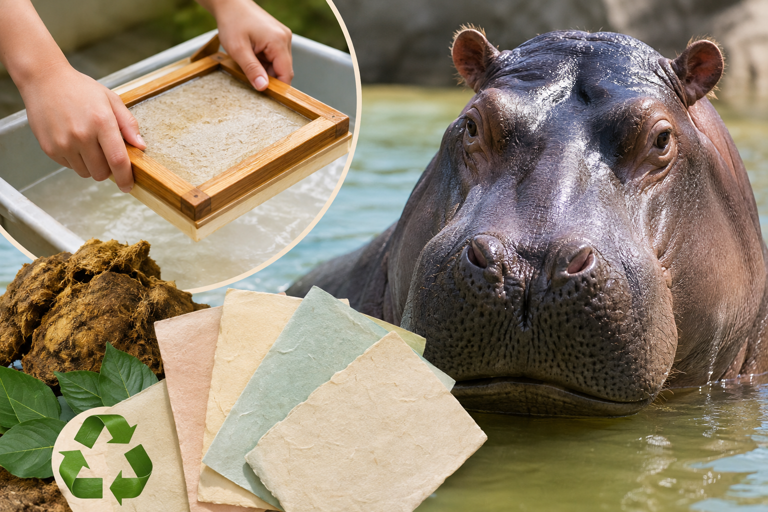 河馬便便真的能變成紙！新竹市立動物園獲環教認證　「黃金造紙術」成亮點