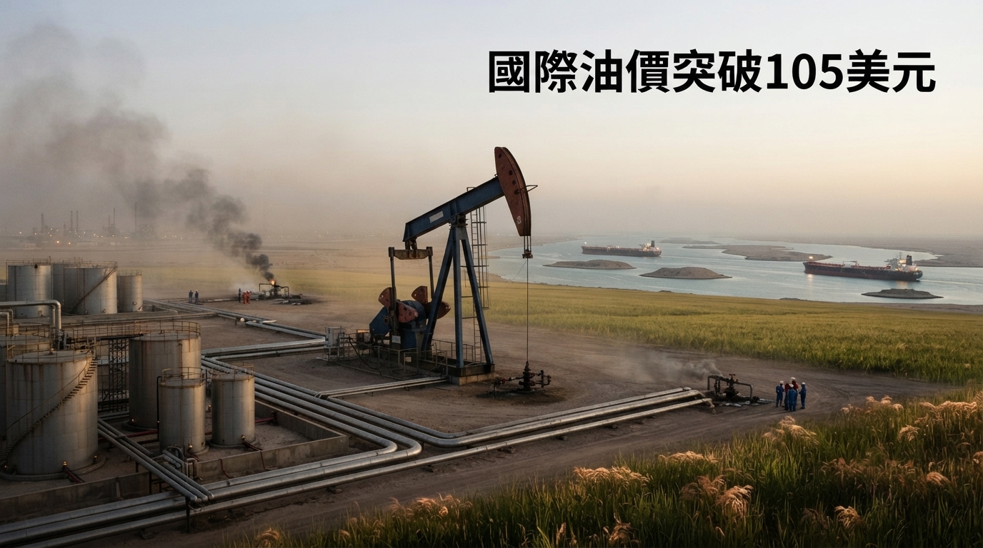 國際油價突破105美元　沙國輸油管線受襲、荷姆茲海峽船流驟減引爆供應危機